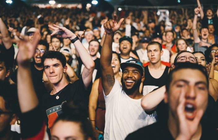 Crowd of men at a show